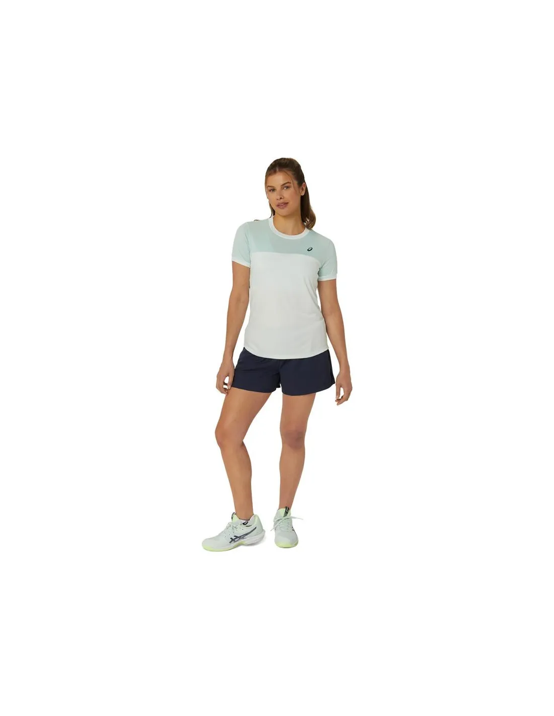 Camiseta de Tenis ASICS Court Ss Top Mujer Menta Blanco