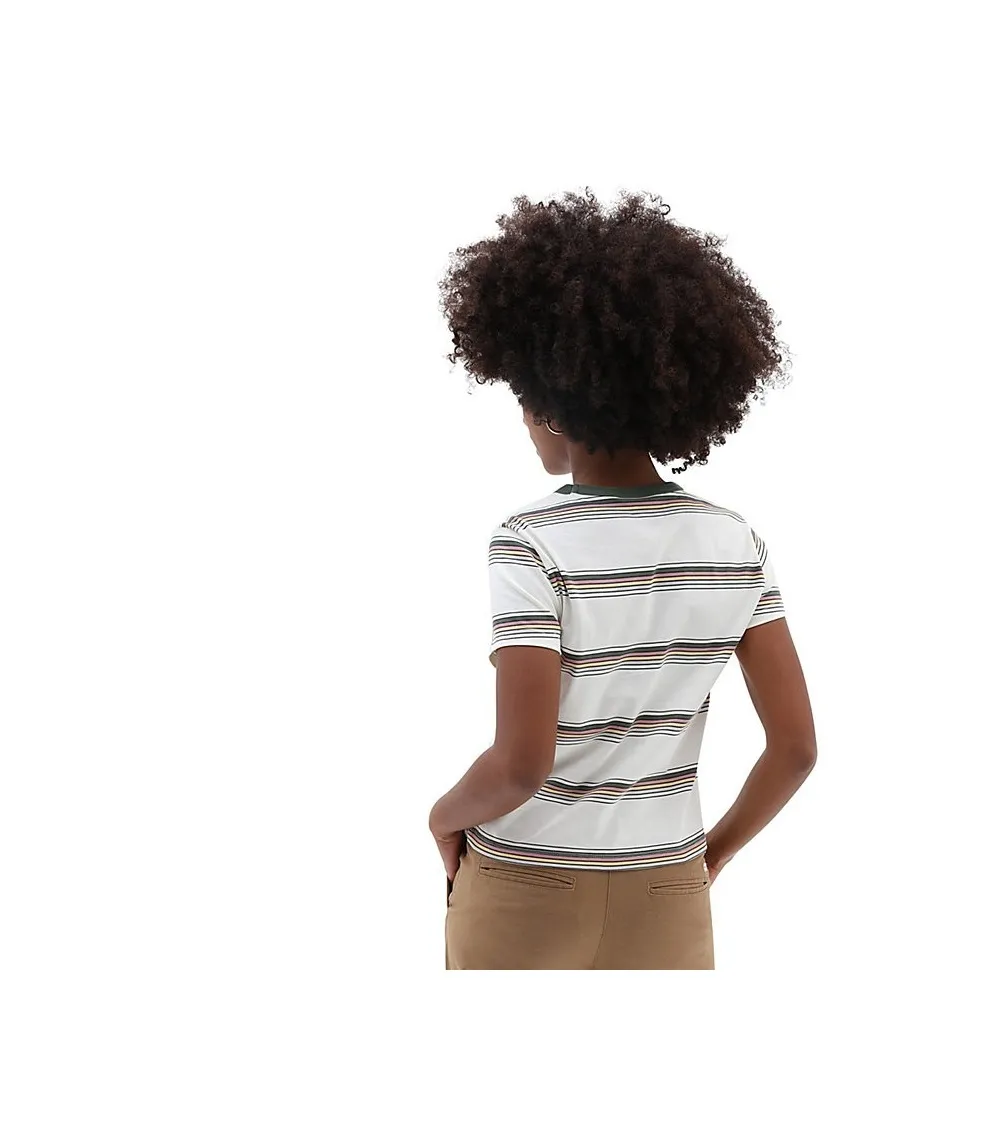 CAMISETA VANS LINE DRIVEN MINI  MARSHMALLOW/DUCK GREEN