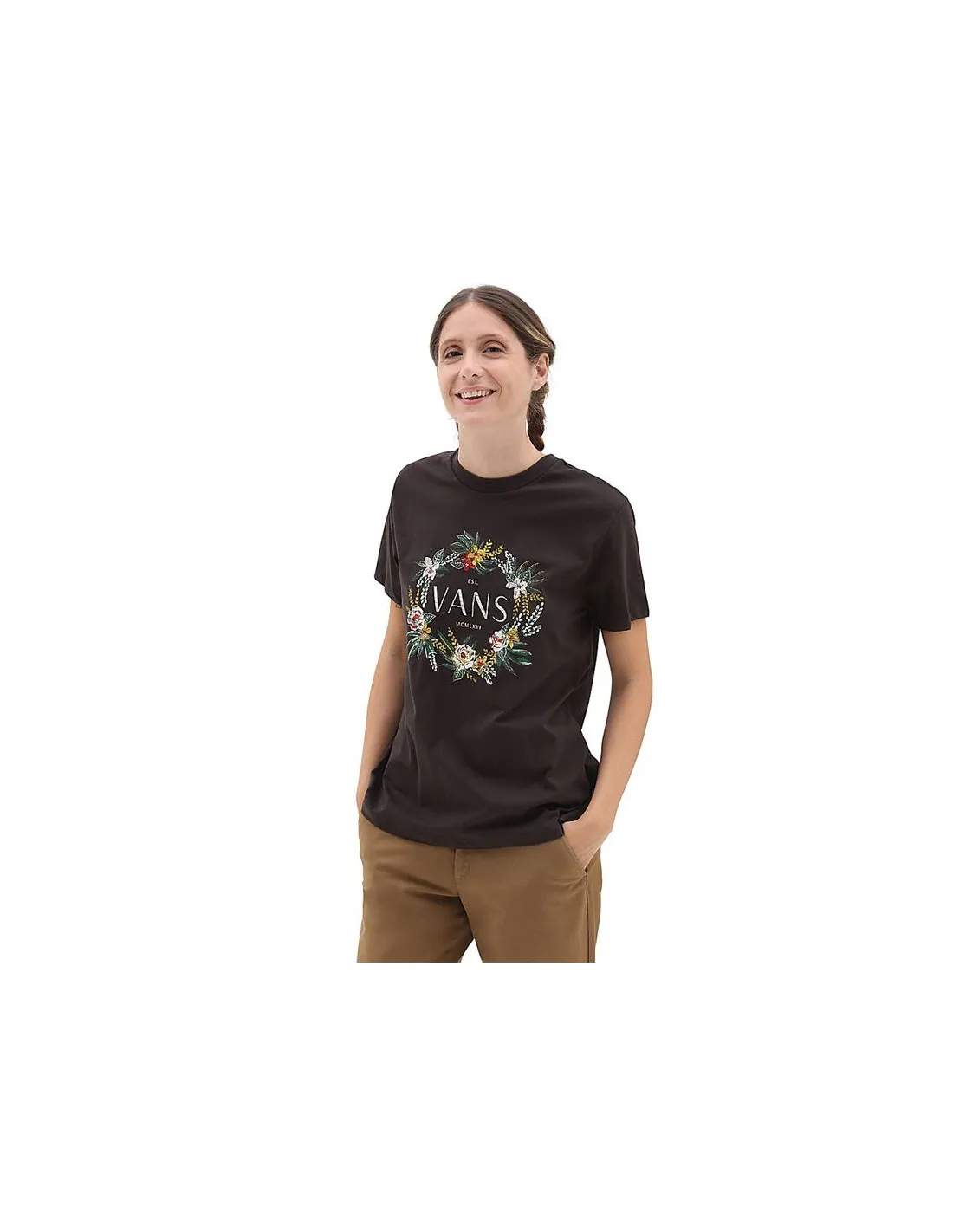 CAMISETA VANS WREATH OF FLOWERS BFF TEEB NEGRO MUJER