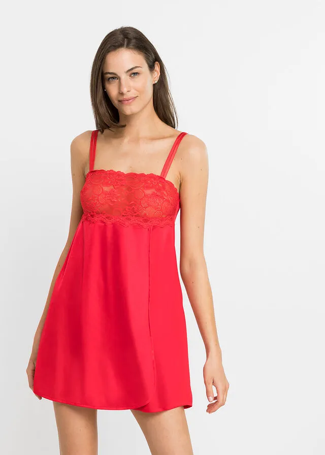 Camisón de satén Rojo
