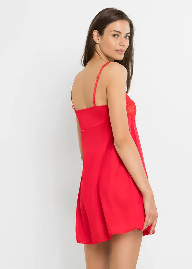 Camisón de satén Rojo