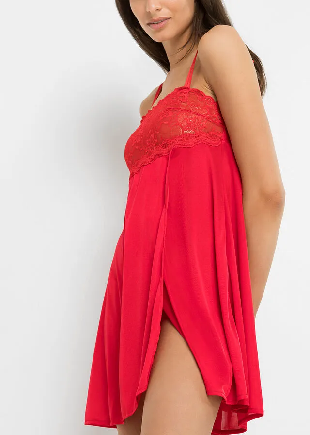 Camisón de satén Rojo