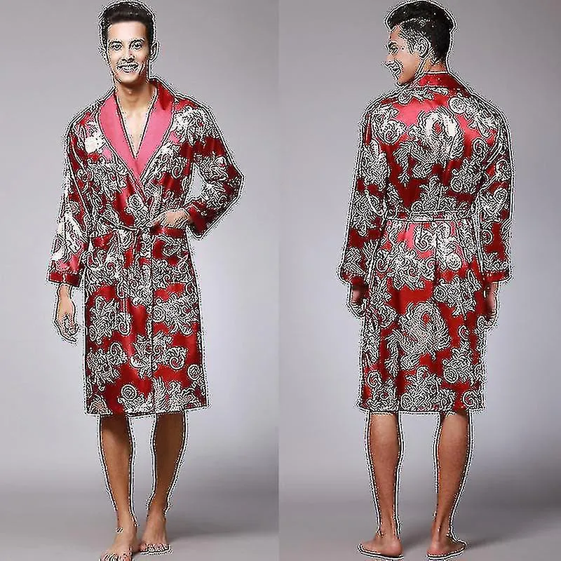 Camisón de seda pijama de seda camisón de manga larga para hombre albornoz de baño de alta calidad