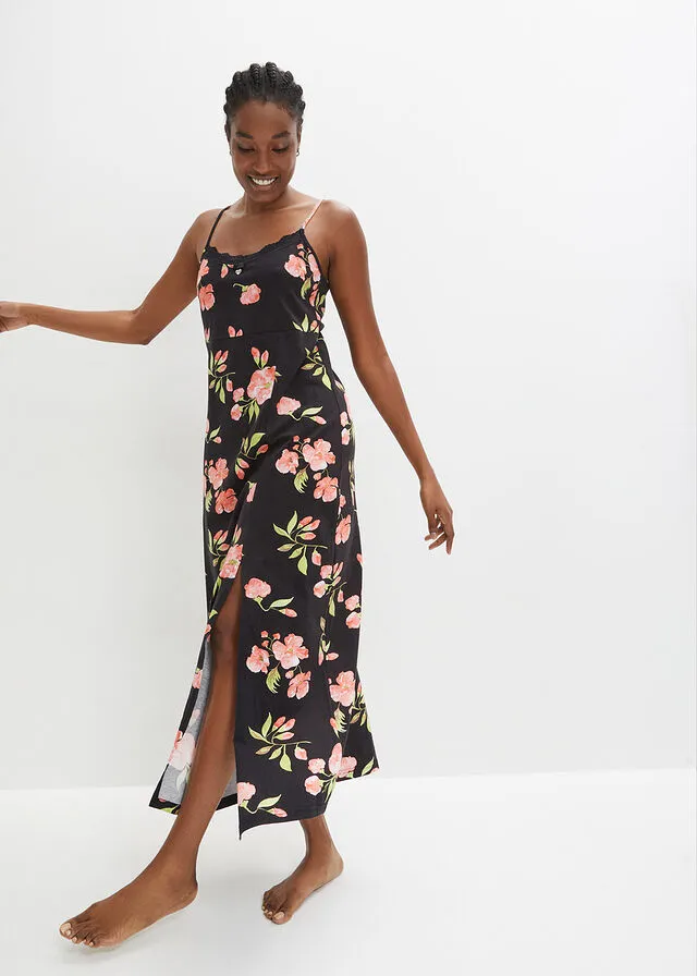 Camisón Negro con flores