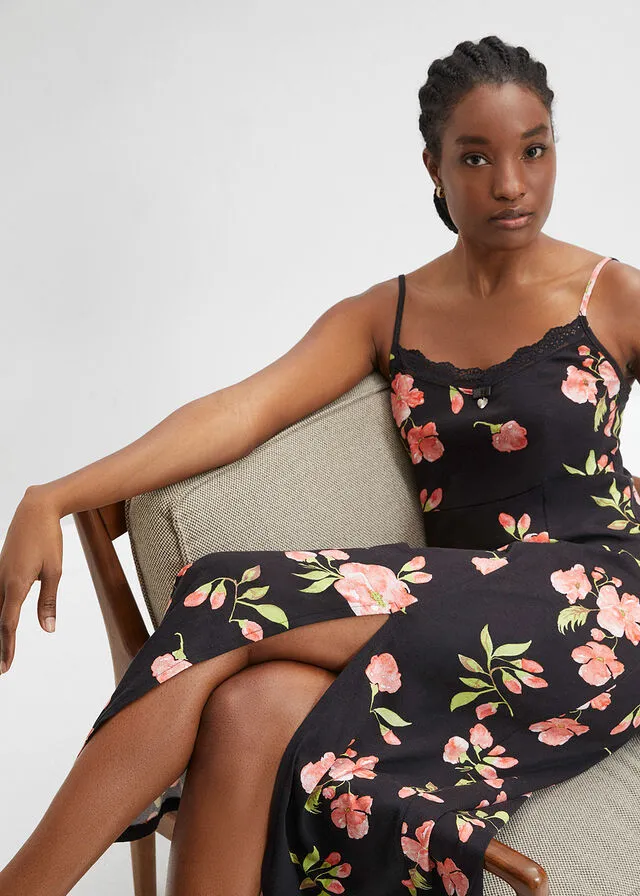 Camisón Negro con flores