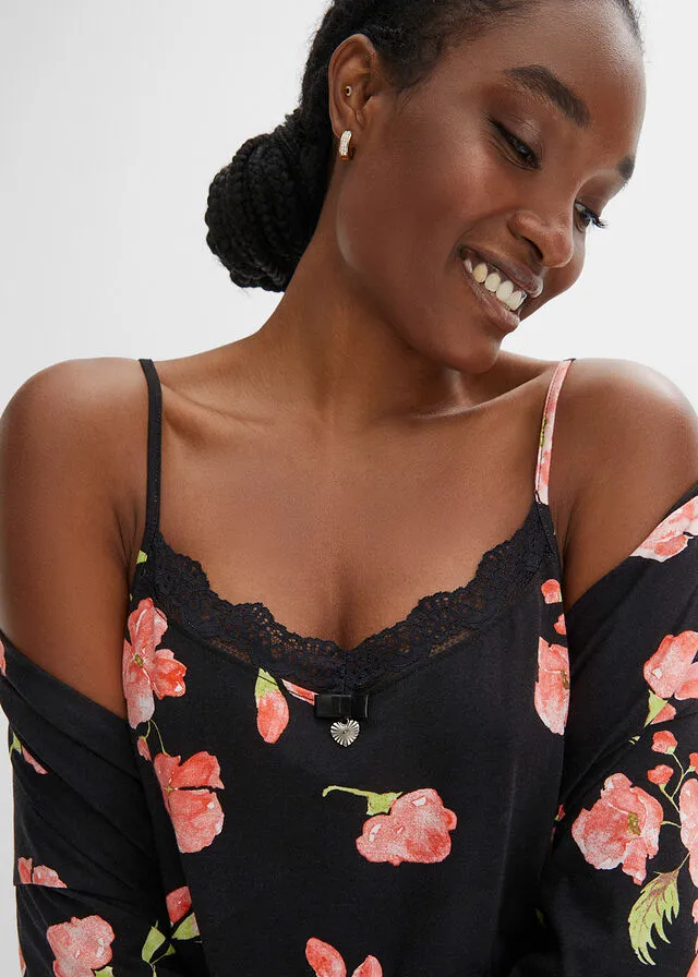 Camisón Negro con flores