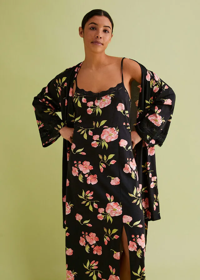 Camisón Negro con flores