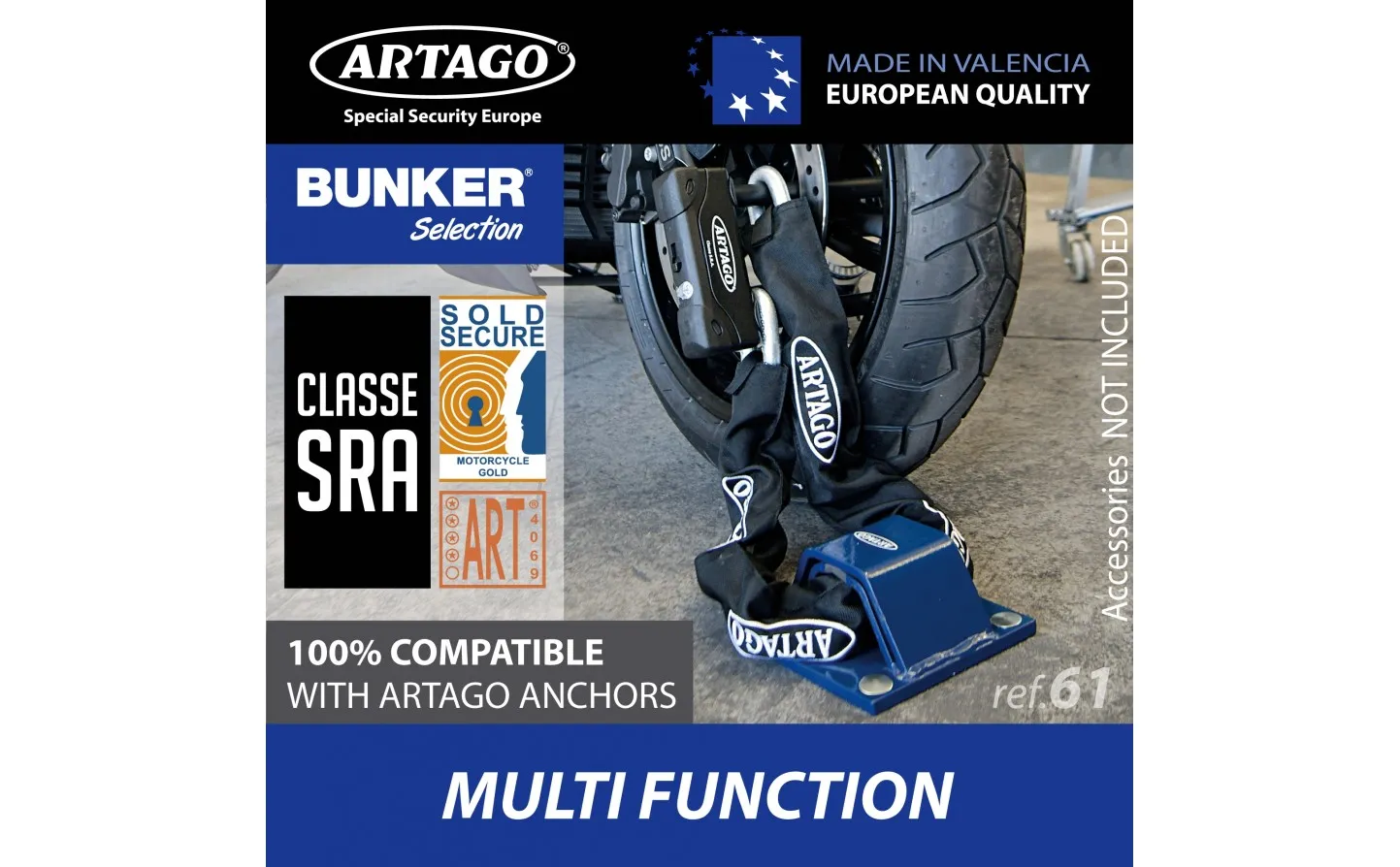 CANDADO MOTO ANTIRROBO U ARTAGO 18ART ø18  270X85 |18ART270|