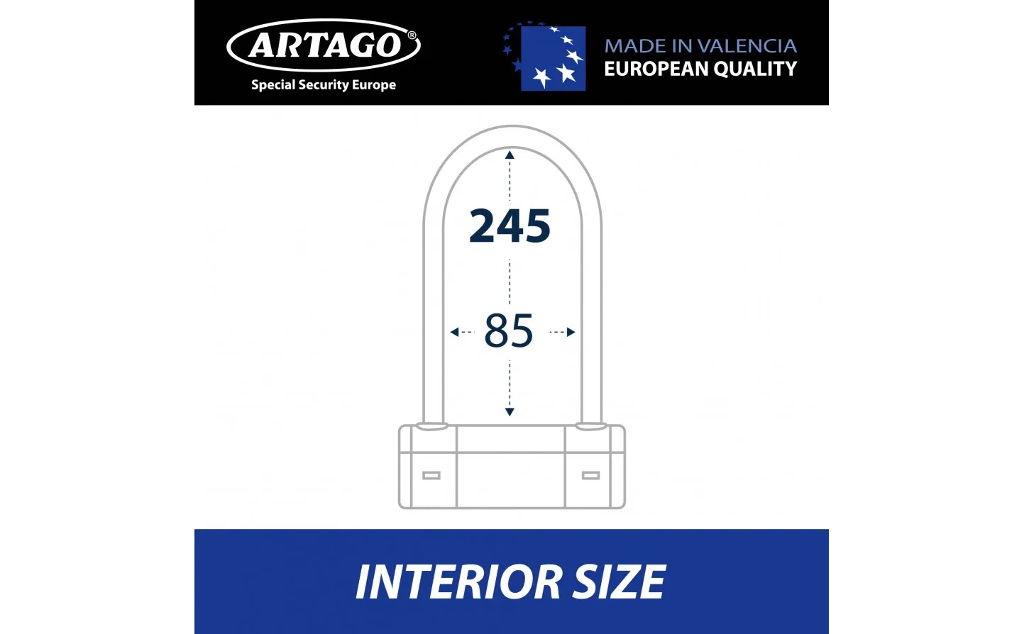CANDADO MOTO ANTIRROBO U ARTAGO 18ART ø18  270X85 |18ART270|