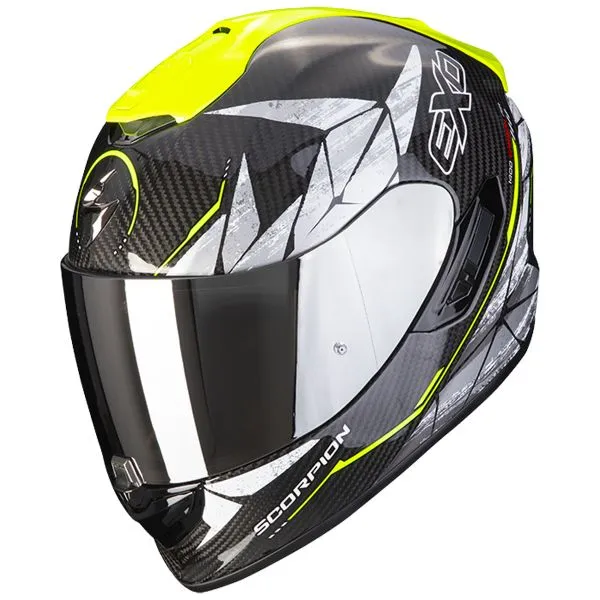Casco Scorpion Exo 1400 Air Carbon Air Aranea Black Yellow Fluo 