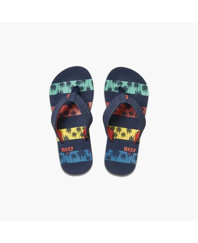 Chanclas Reef Kids Ahi Navy Palms Stripe 