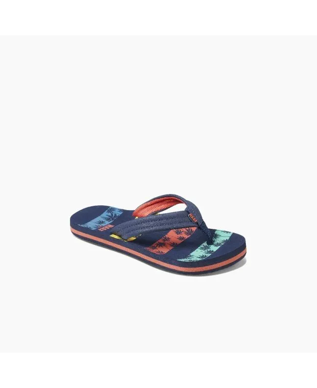 Chanclas Reef Kids Ahi Navy Palms Stripe 