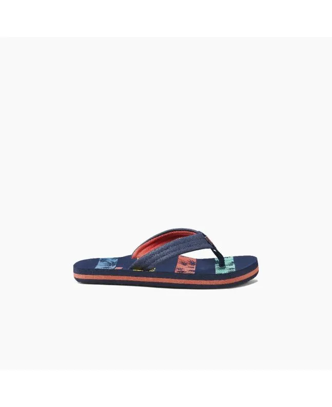 Chanclas Reef Kids Ahi Navy Palms Stripe 