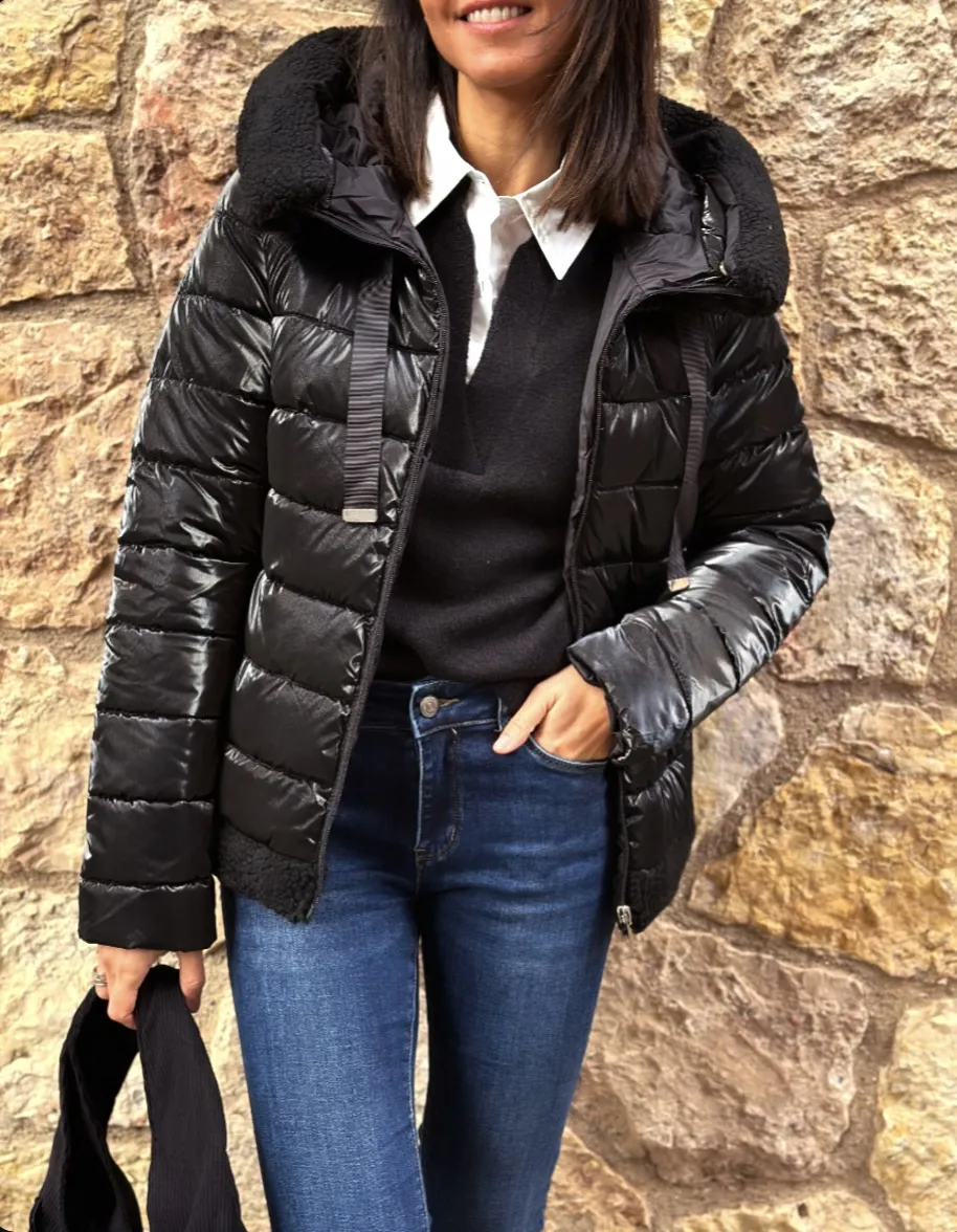 Chaqueta Acolchada Borrego Negro