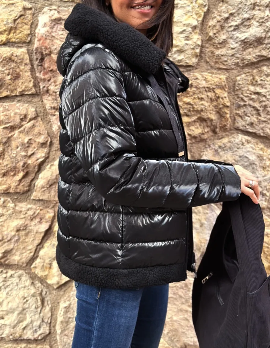 Chaqueta Acolchada Borrego Negro