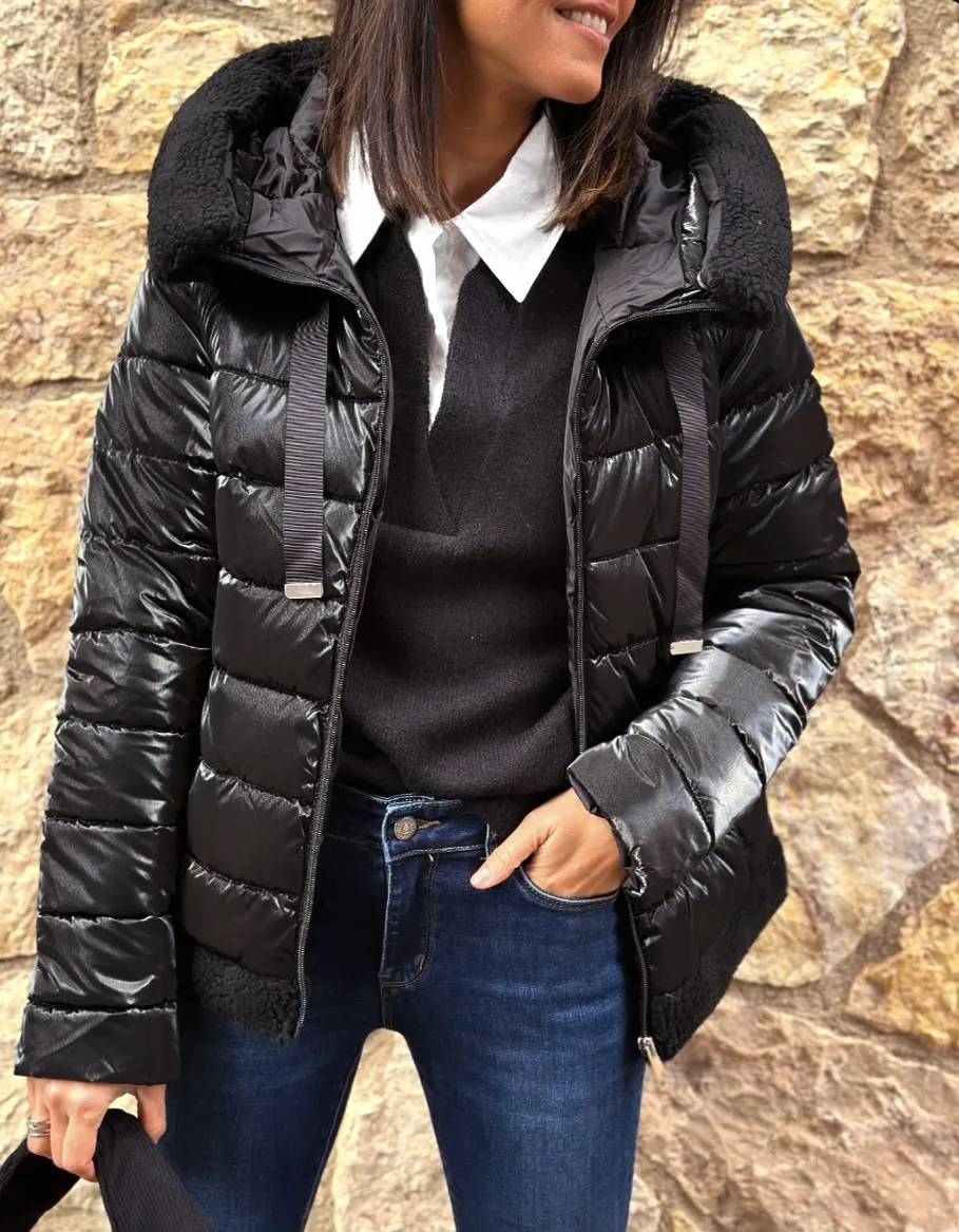 Chaqueta Acolchada Borrego Negro