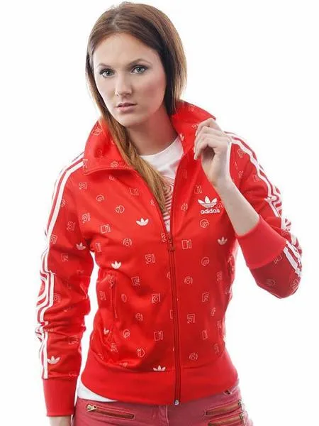 chaqueta adidas firebird tt rojo/blanco mujer