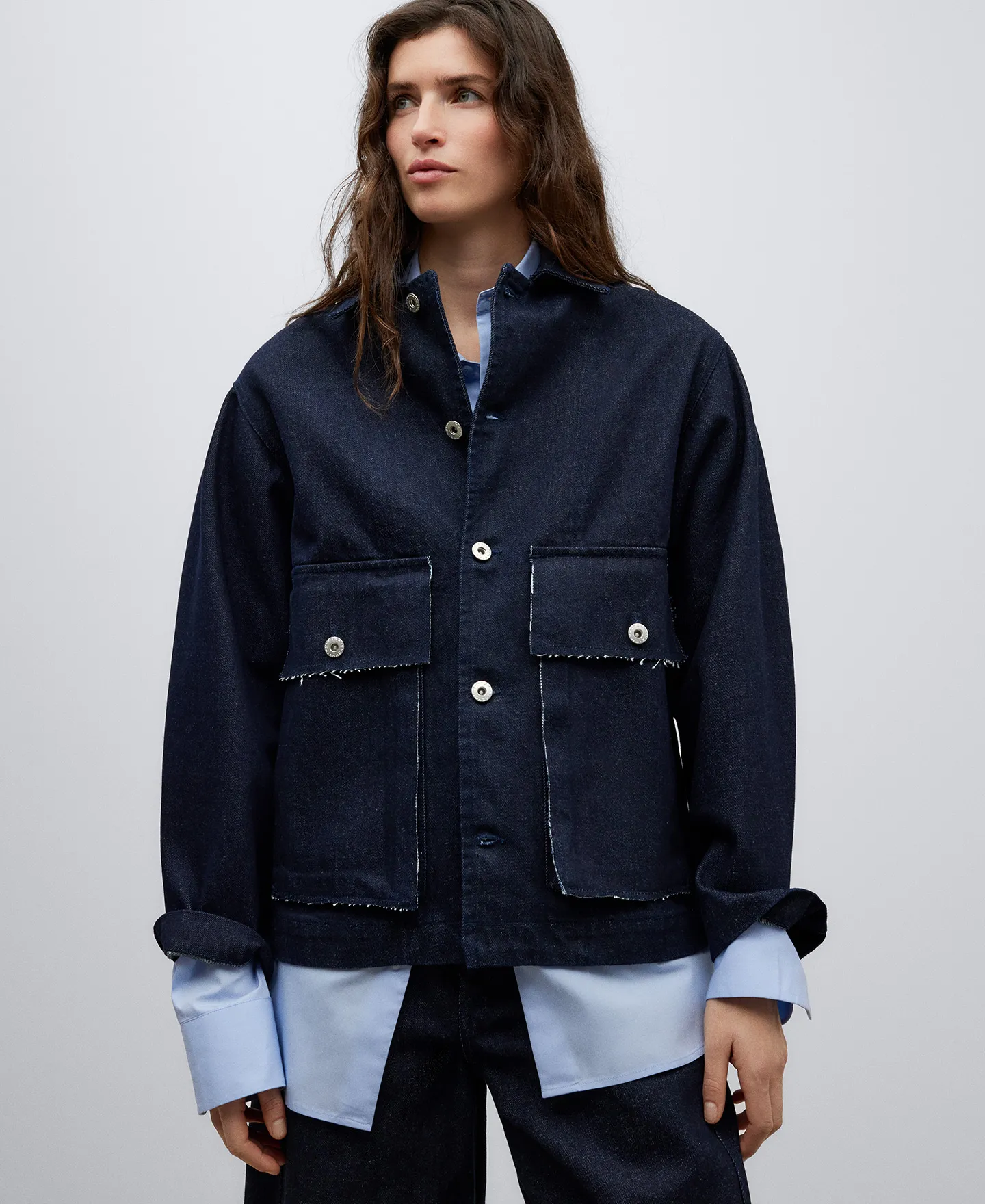 Chaqueta algodón orgánico azul mujer