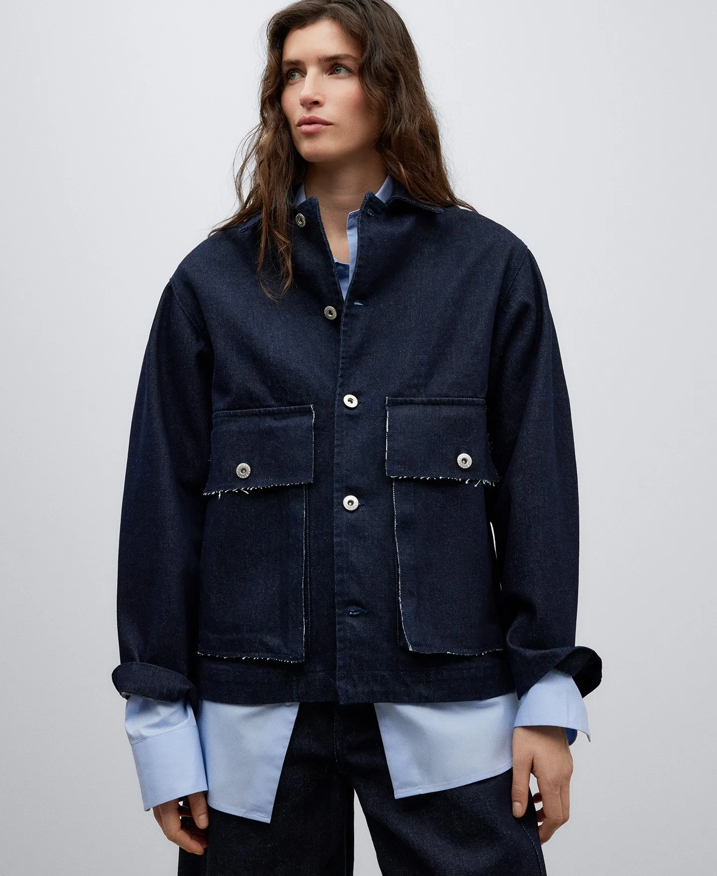 Chaqueta algodón orgánico azul mujer