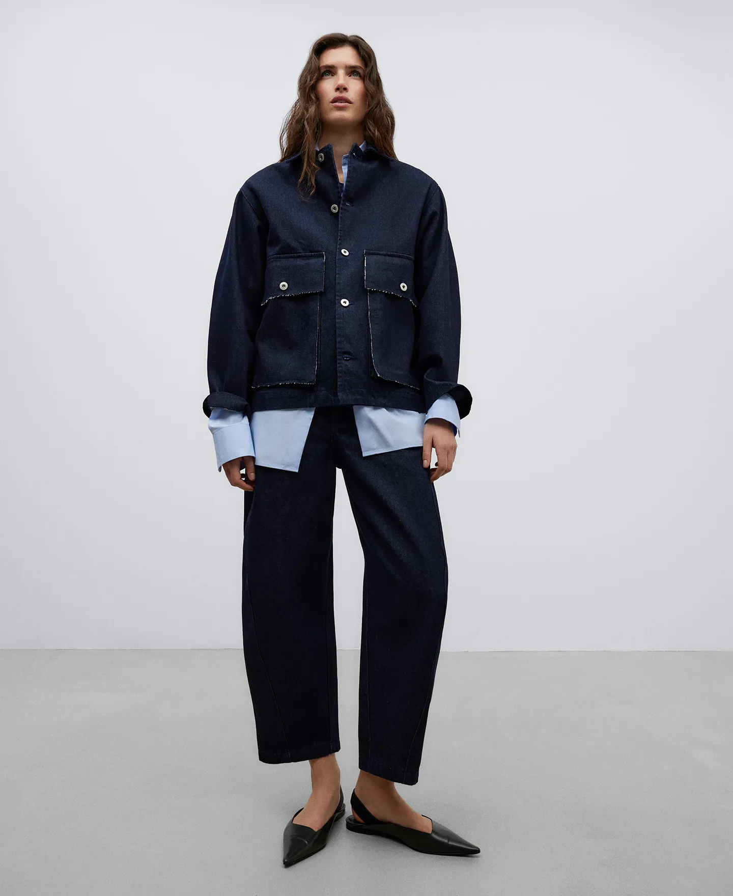 Chaqueta algodón orgánico azul mujer