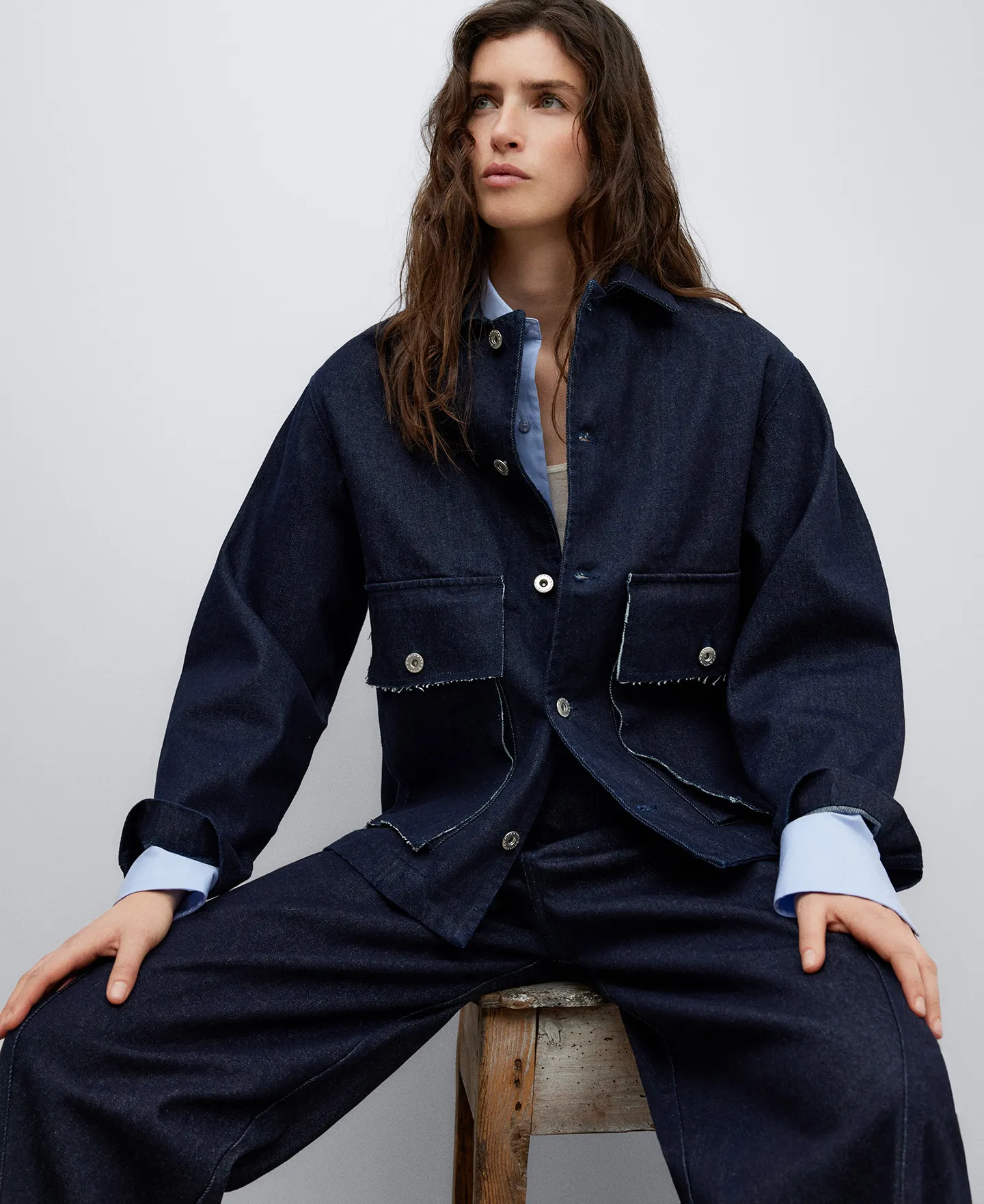 Chaqueta algodón orgánico azul mujer