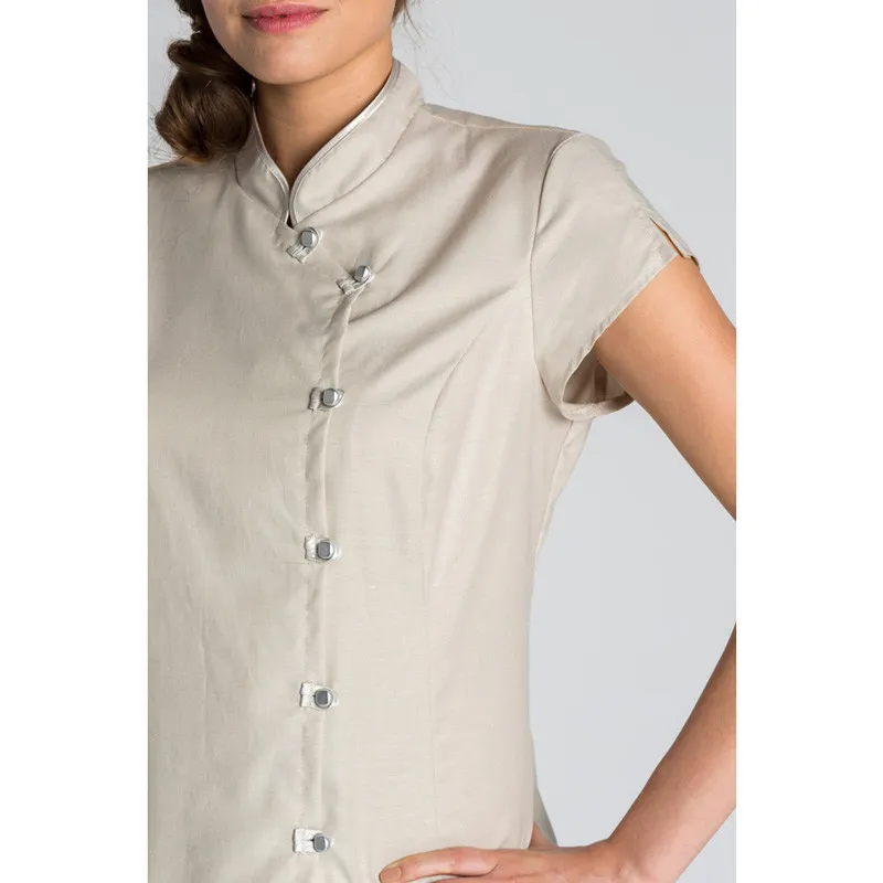 CHAQUETA BEIGE CRUZADA CON BOTóN CUADRADO  DYNEKE