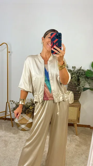 Chaqueta Bomber beige