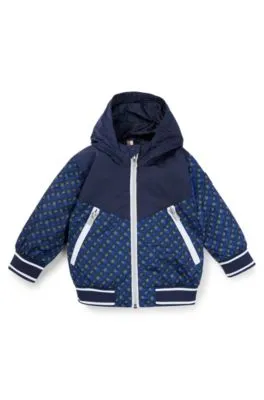 Chaqueta con capucha para niños con monogramas estampados