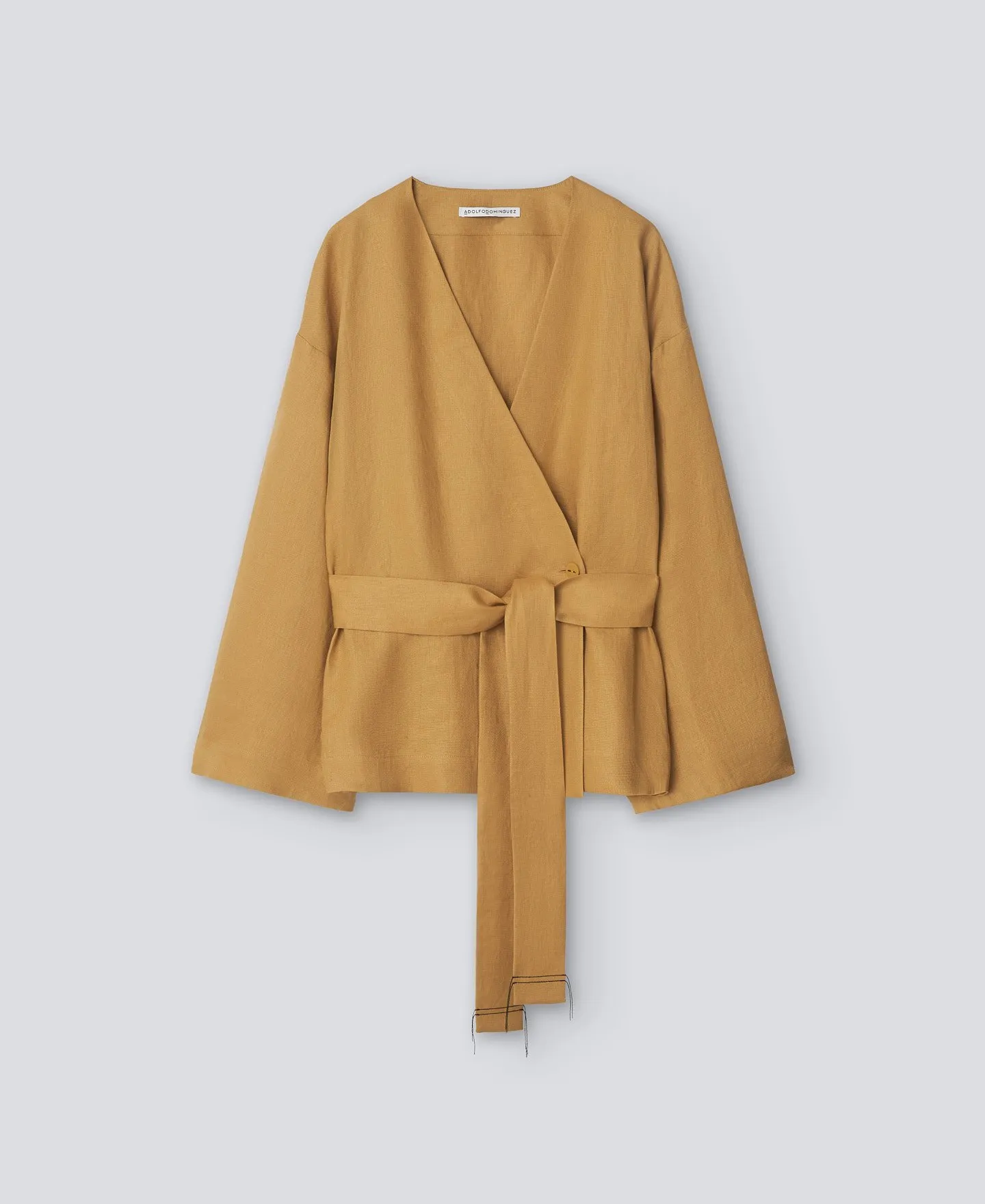 Chaqueta cruzada en lino europeo mujer