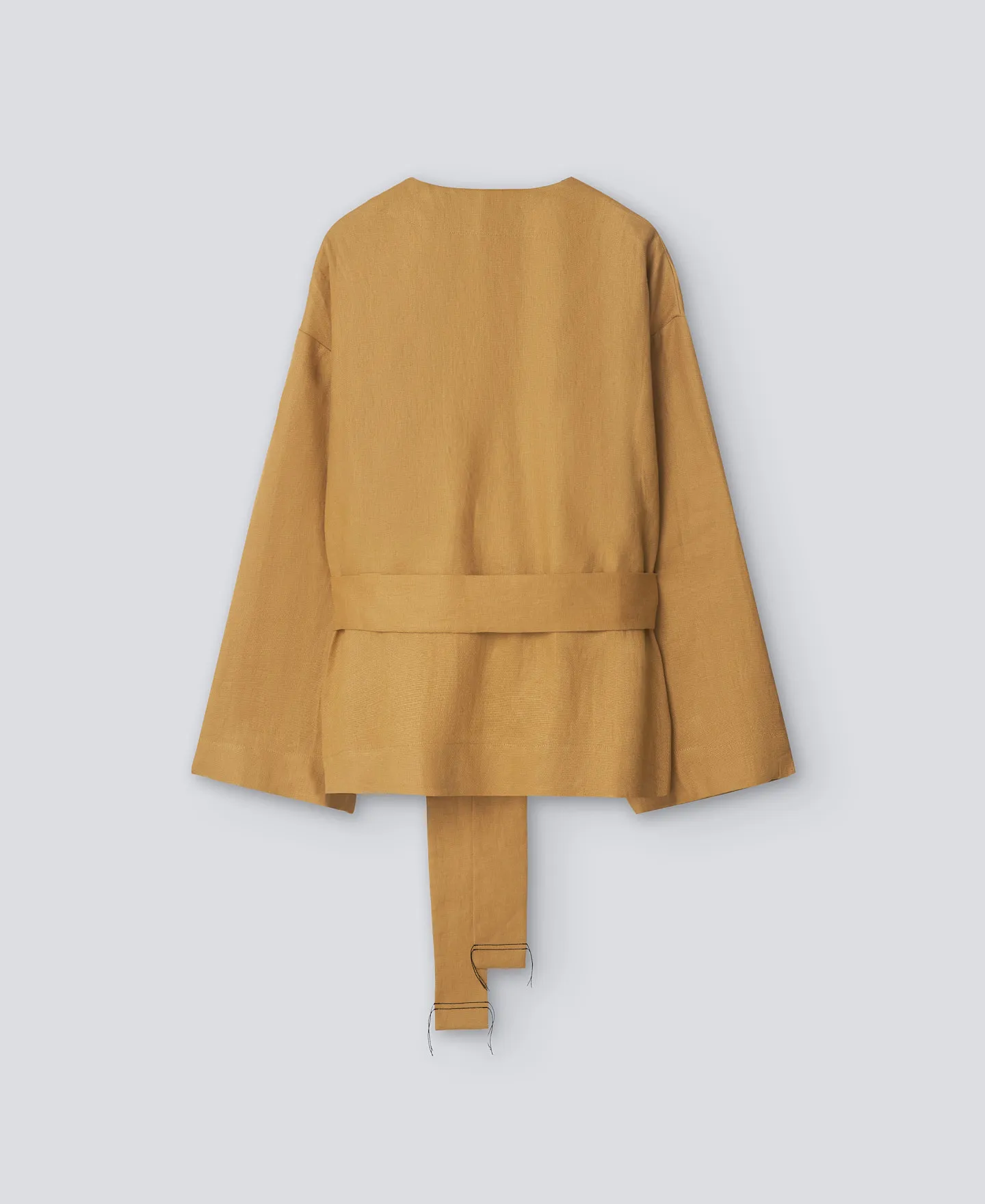 Chaqueta cruzada en lino europeo mujer