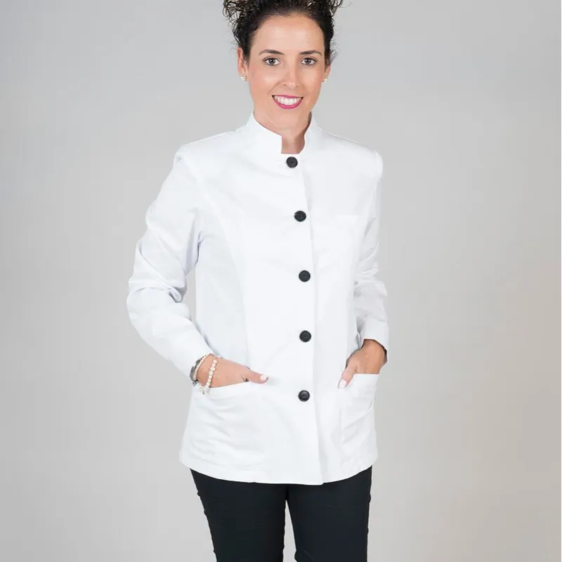 CHAQUETA DE CAMARERA BLANCA CUELLO MAO  GARY'S
