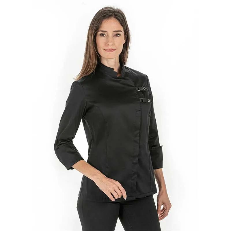 CHAQUETA DE COCINERA CON HEBILLAS NEGRA  DYNEKE