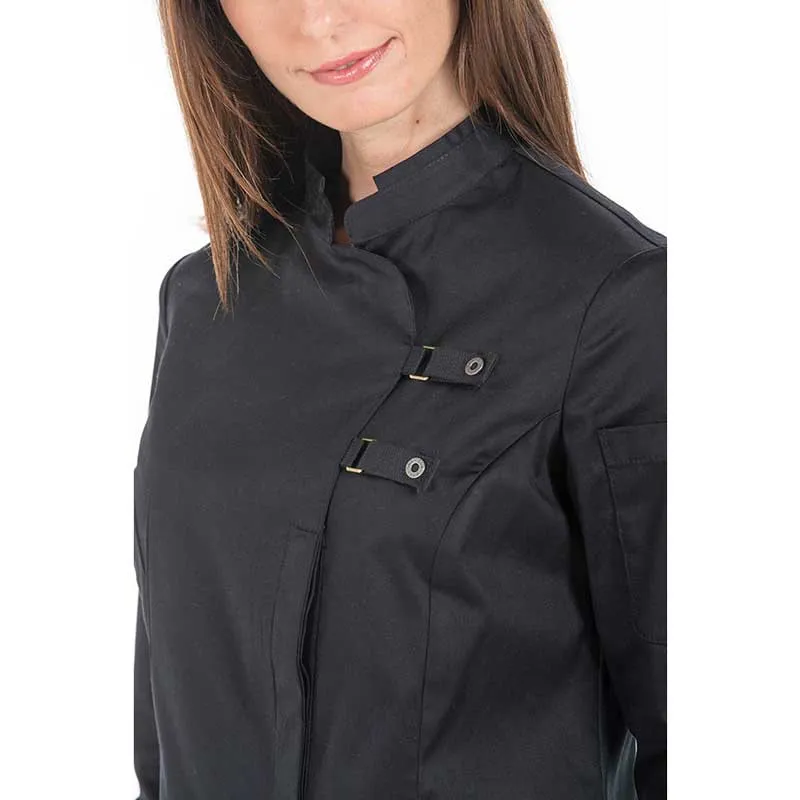 CHAQUETA DE COCINERA CON HEBILLAS NEGRA  DYNEKE