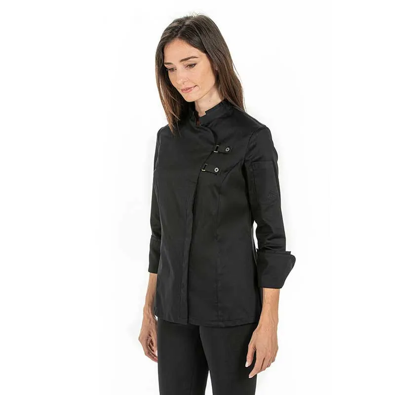 CHAQUETA DE COCINERA CON HEBILLAS NEGRA  DYNEKE