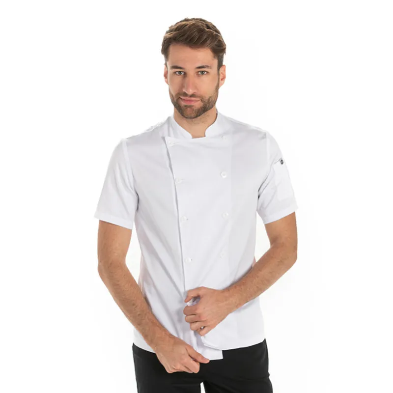 CHAQUETA DE COCINERO BLANCA DE MANGA CORTA  DYNEKE