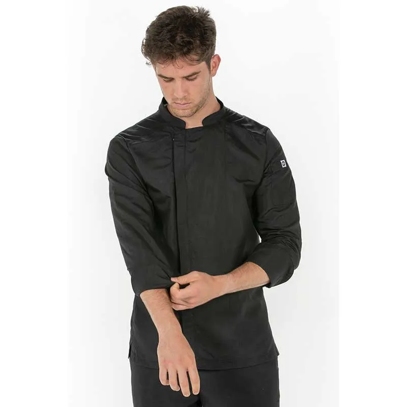 CHAQUETA DE COCINERO DE MICROFIBRA NEGRA  DYNEKE
