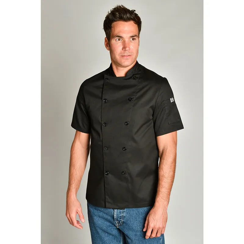 CHAQUETA DE COCINERO NEGRA DE MANGA CORTA  DYNEKE