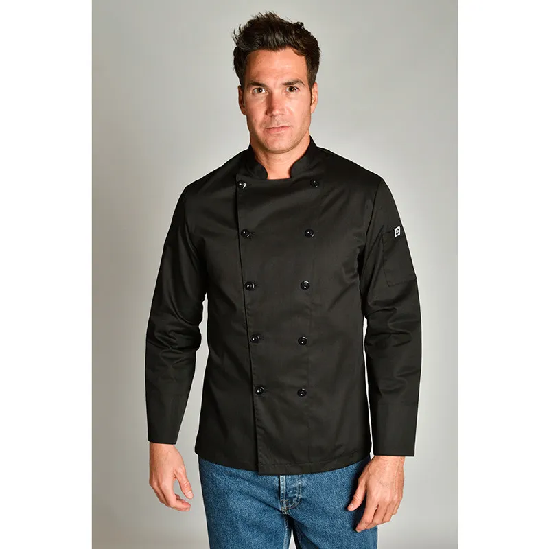 CHAQUETA DE COCINERO NEGRA MANGA LARGA  DYNEKE
