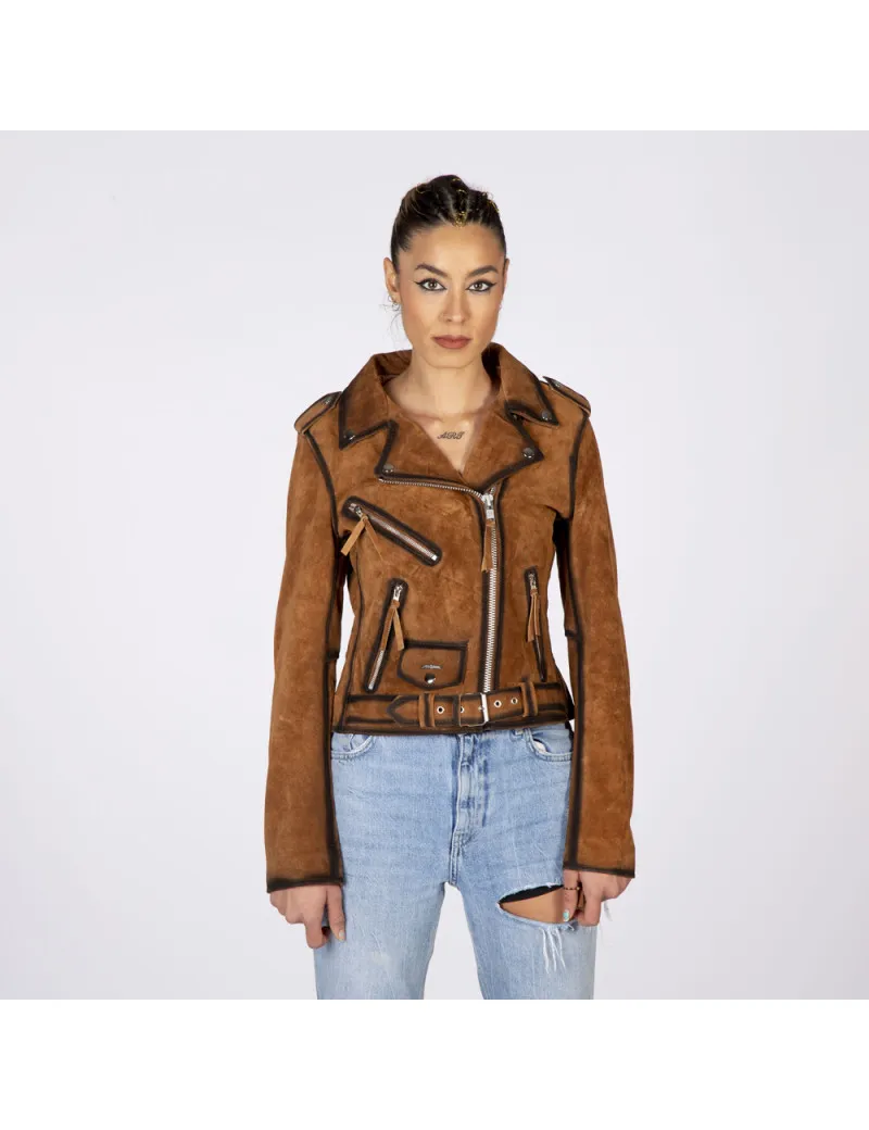 Chaqueta de Cuero mujer ante marron