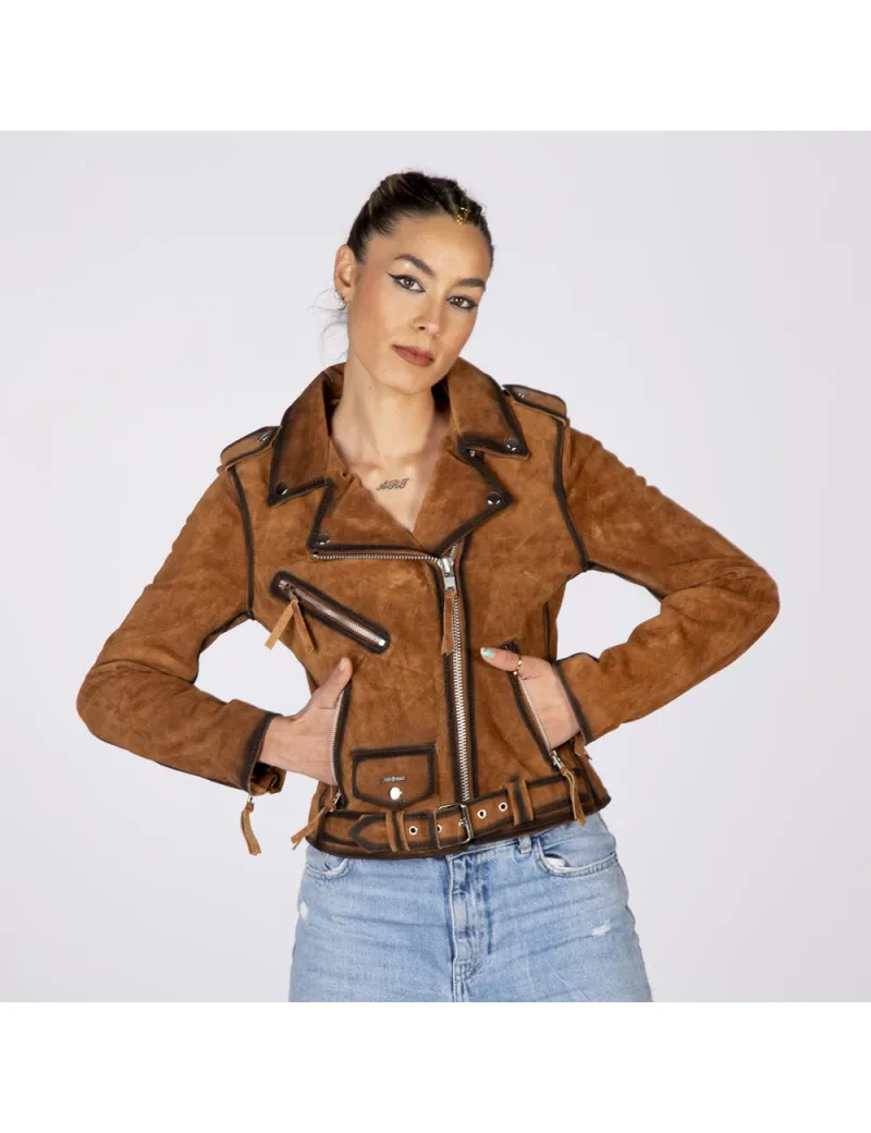 Chaqueta de Cuero mujer ante marron