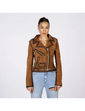 Chaqueta de Cuero mujer ante marron