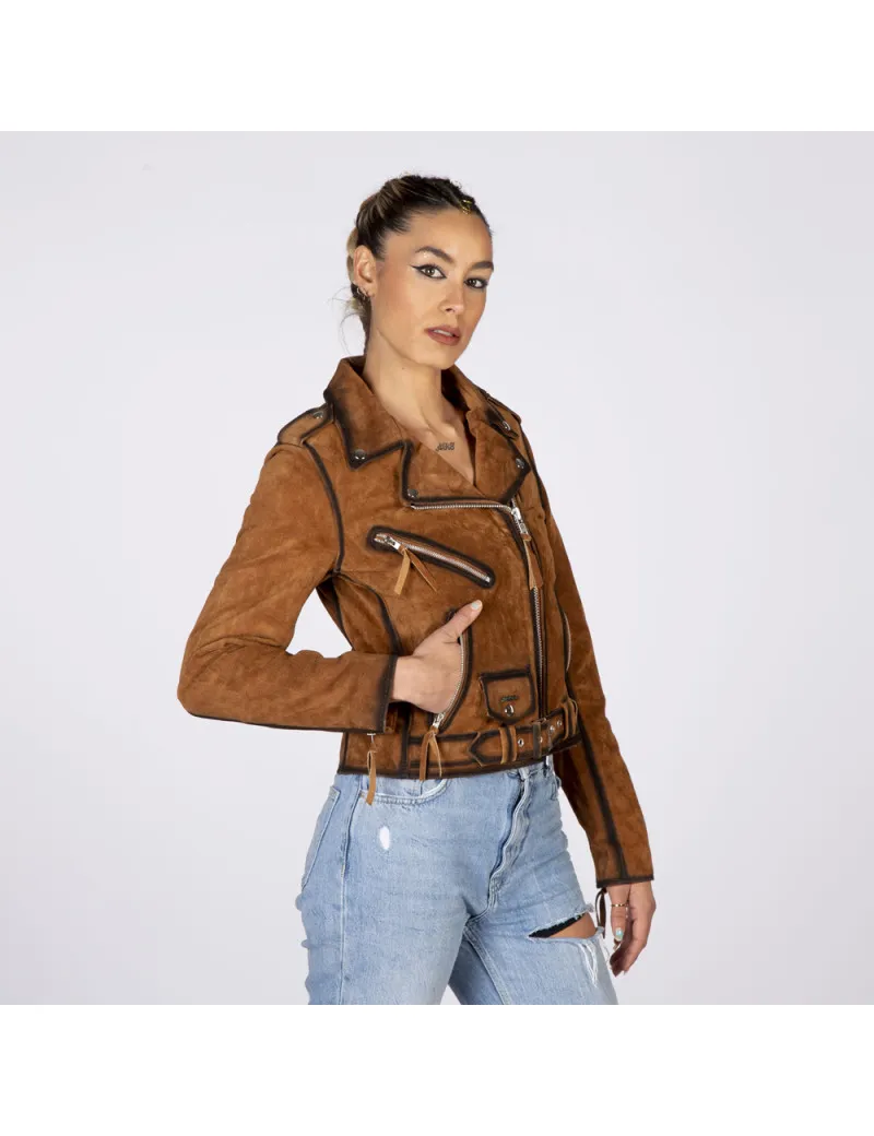 Chaqueta de Cuero mujer ante marron
