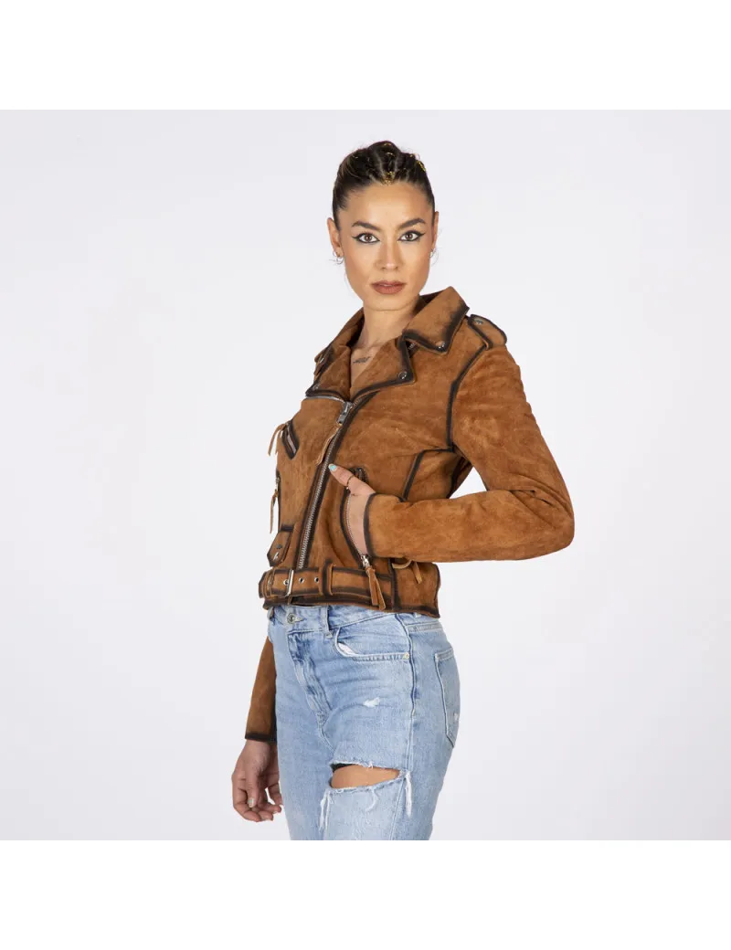 Chaqueta de Cuero mujer ante marron