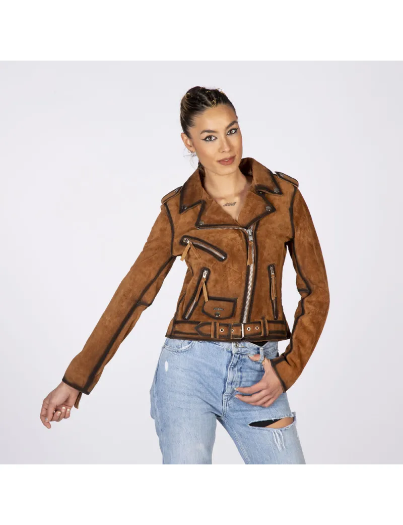 Chaqueta de Cuero mujer ante marron