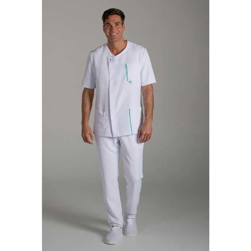 CHAQUETA DE HOMBRE BLANCA CON DETALLE VERDE  DYNEKE
