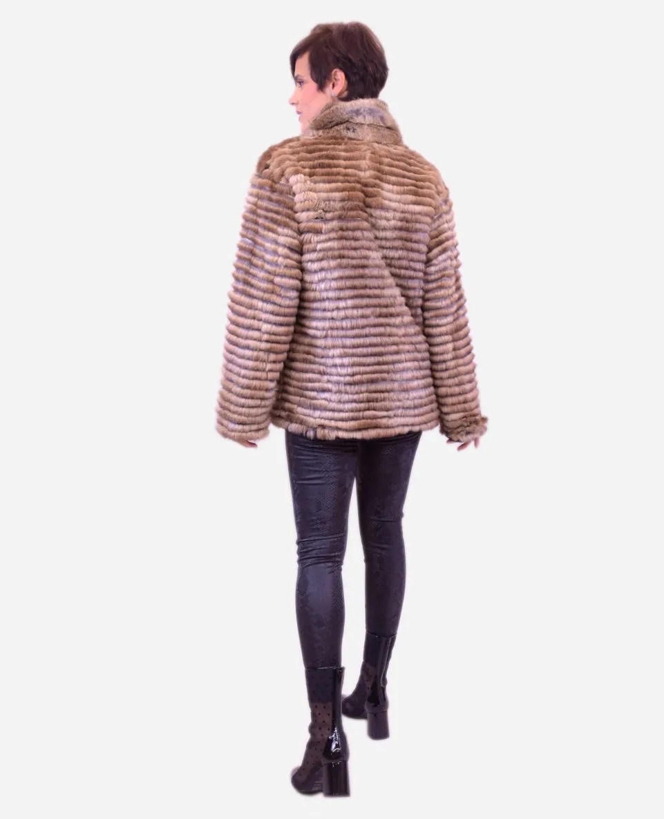 Chaqueta de mujer de pelo de conejo reversible gabardina
