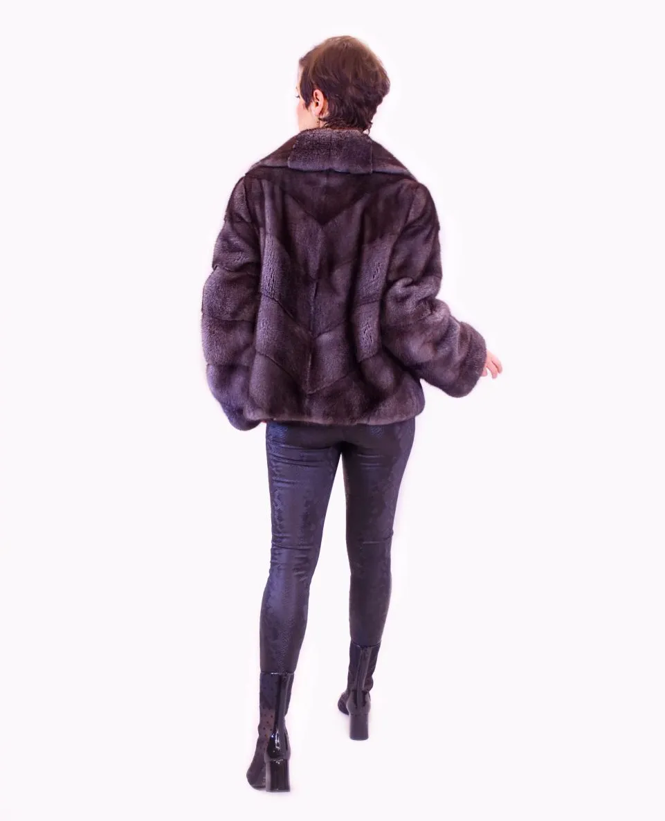 Chaqueta de pelo de mujer de visón con cremallera