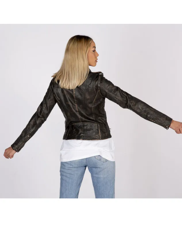 Chaqueta de piel marrón Boston para mujer