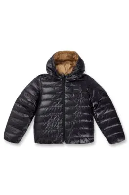 Chaqueta de plumón reversible repelente al agua con detalles de logos para niños