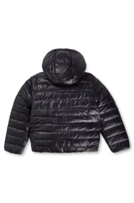 Chaqueta de plumón reversible repelente al agua con detalles de logos para niños